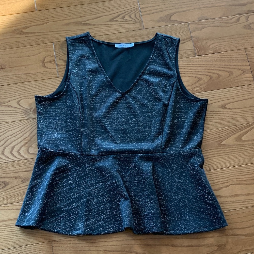 💛2/$20 Ricki's Black Shimmer Peplum Blouse